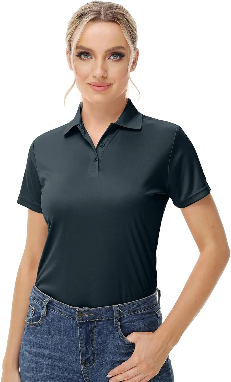 Corna Women's Golf Polo Shirts Collared Short Sleeve Tennis Tops Dry Fit Moisture Wicking Sun Protection T-Shirt UPF 50 