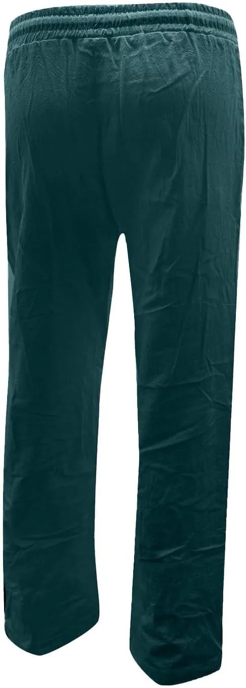 Cotton Pants for Women Casual Solid High Waist Pants Drawstring Loose Fit Fashion Summer Trousers with Side Pockets