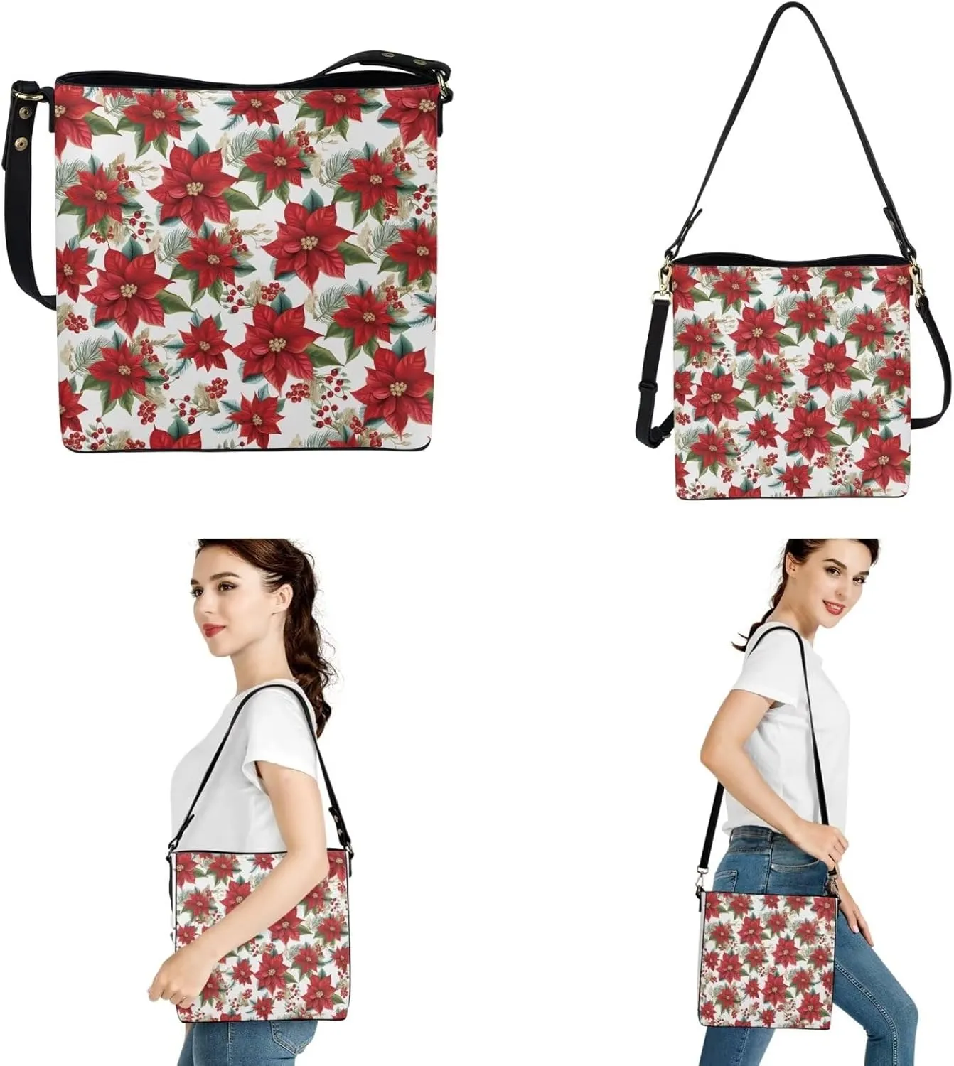 Crossbody Bags for Women Large Size with Wallet Bucket Bag and Keychain 3 Piece Trendy Shoulder Bag