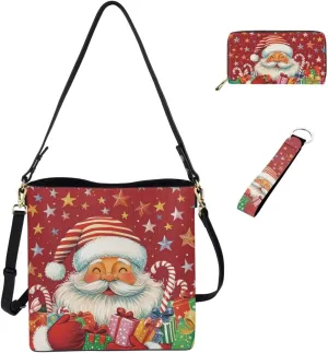 Crossbody Bags for Women Large Size with Wallet Bucket Bag and Keychain 3 Piece Trendy Shoulder Bag