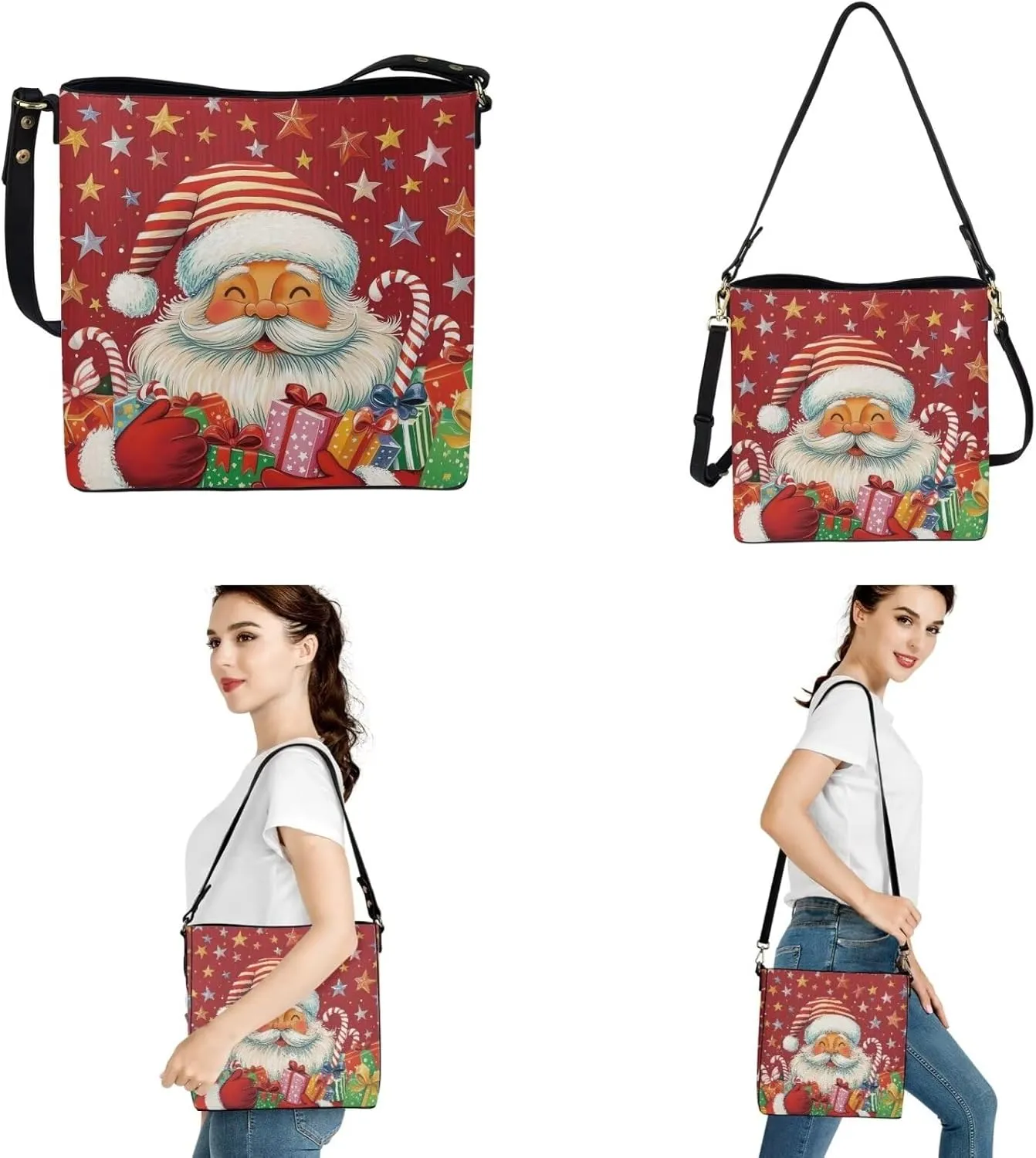 Crossbody Bags for Women Large Size with Wallet Bucket Bag and Keychain 3 Piece Trendy Shoulder Bag