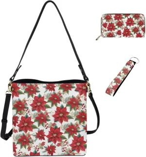 Crossbody Bags for Women Large Size with Wallet Bucket Bag and Keychain 3 Piece Trendy Shoulder Bag