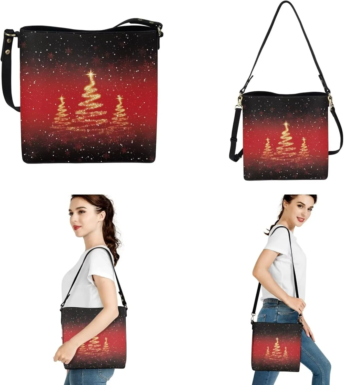Crossbody Bags for Women Large Size with Wallet Bucket Bag and Keychain 3 Piece Trendy Shoulder Bag