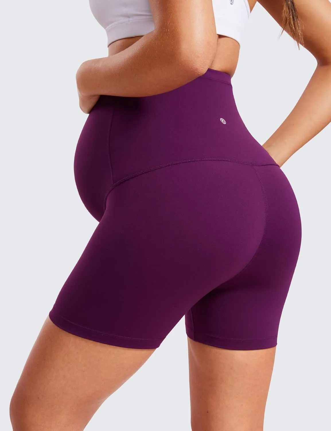 CRZ YOGA Womens Butterluxe Maternity Biker Shorts Over The Belly 4" - Pregnancy Yoga Workout Activewear