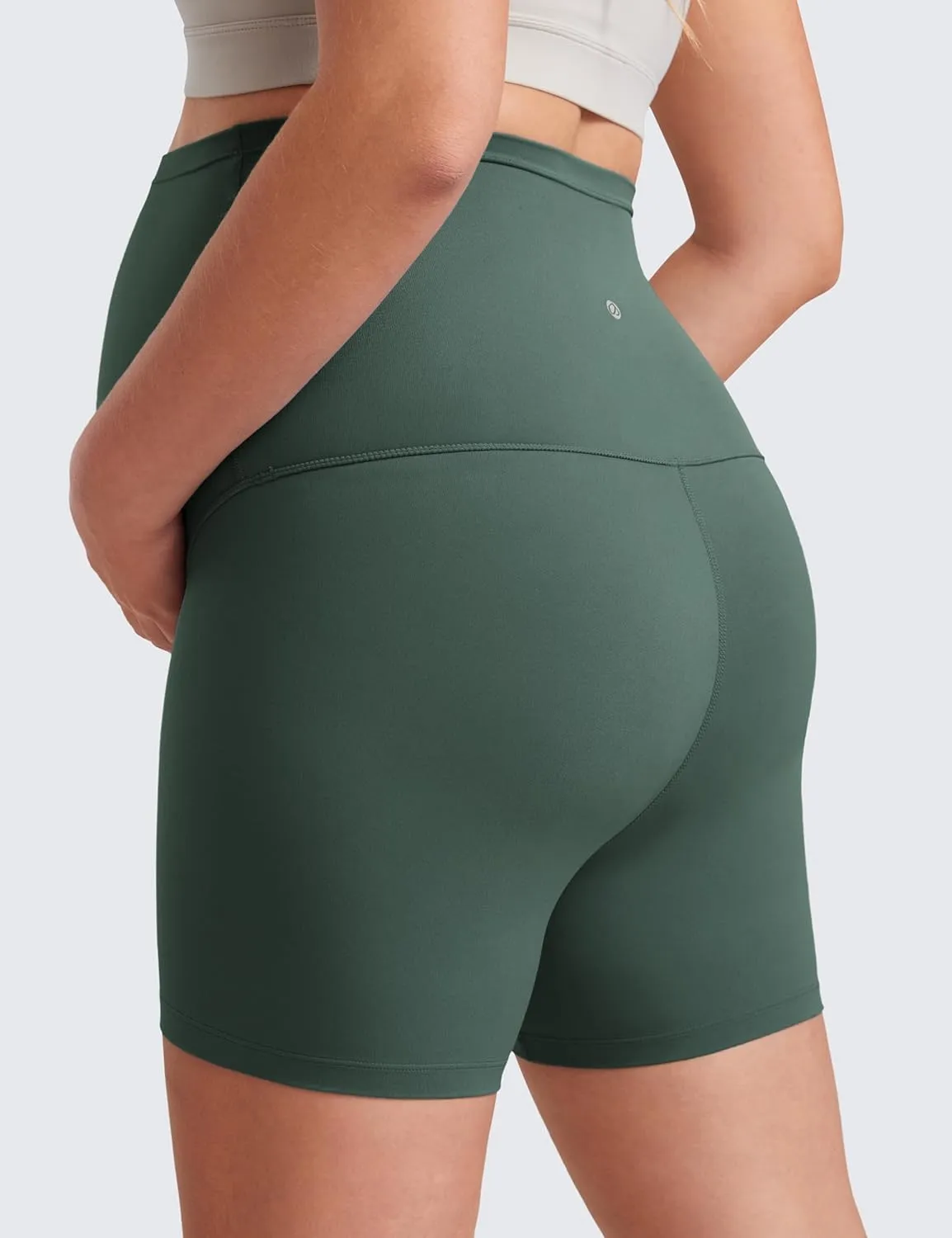 CRZ YOGA Womens Butterluxe Maternity Biker Shorts Over The Belly 4" - Pregnancy Yoga Workout Activewear