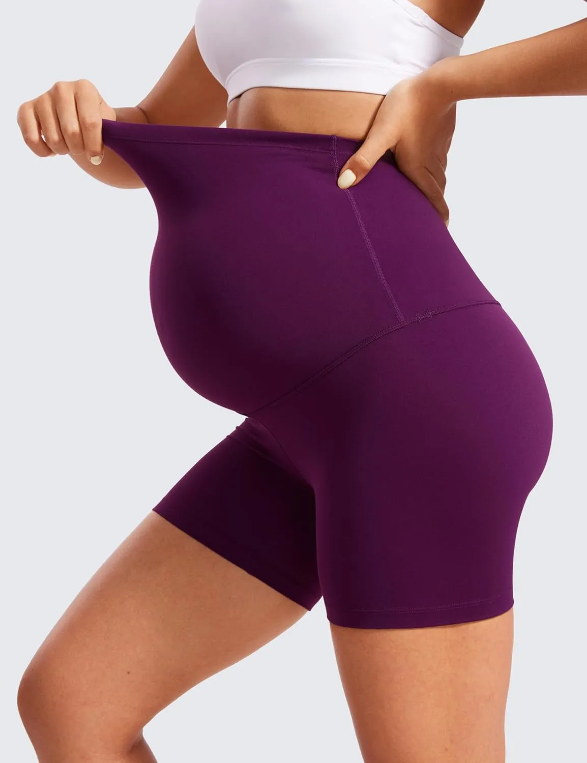 CRZ YOGA Womens Butterluxe Maternity Biker Shorts Over The Belly 4" - Pregnancy Yoga Workout Activewear
