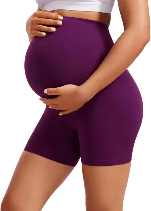 CRZ YOGA Womens Butterluxe Maternity Biker Shorts Over The Belly 4" - Pregnancy Yoga Workout Activewear