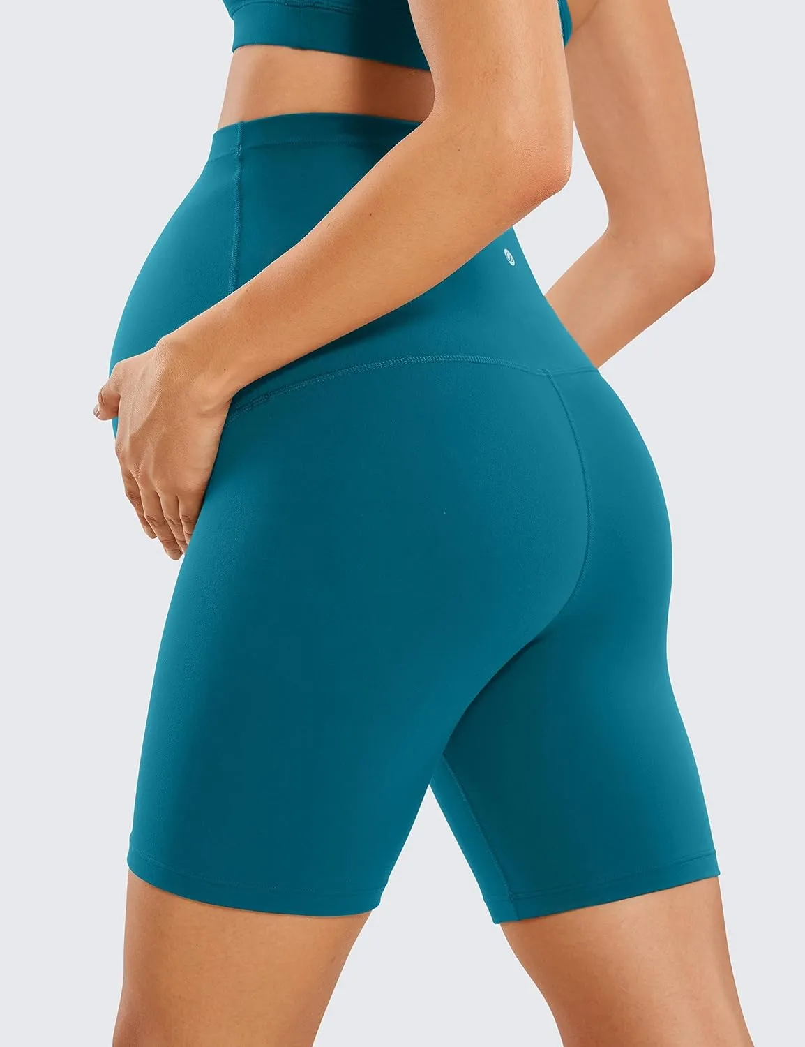 CRZ YOGA Womens Butterluxe Maternity Biker Shorts Over The Belly 6" - Pregnancy Yoga Workout Activewear
