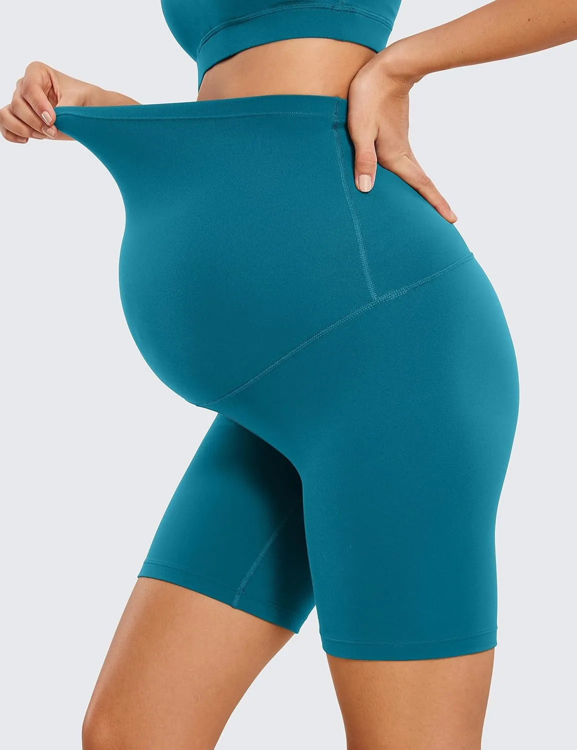 CRZ YOGA Womens Butterluxe Maternity Biker Shorts Over The Belly 6" - Pregnancy Yoga Workout Activewear