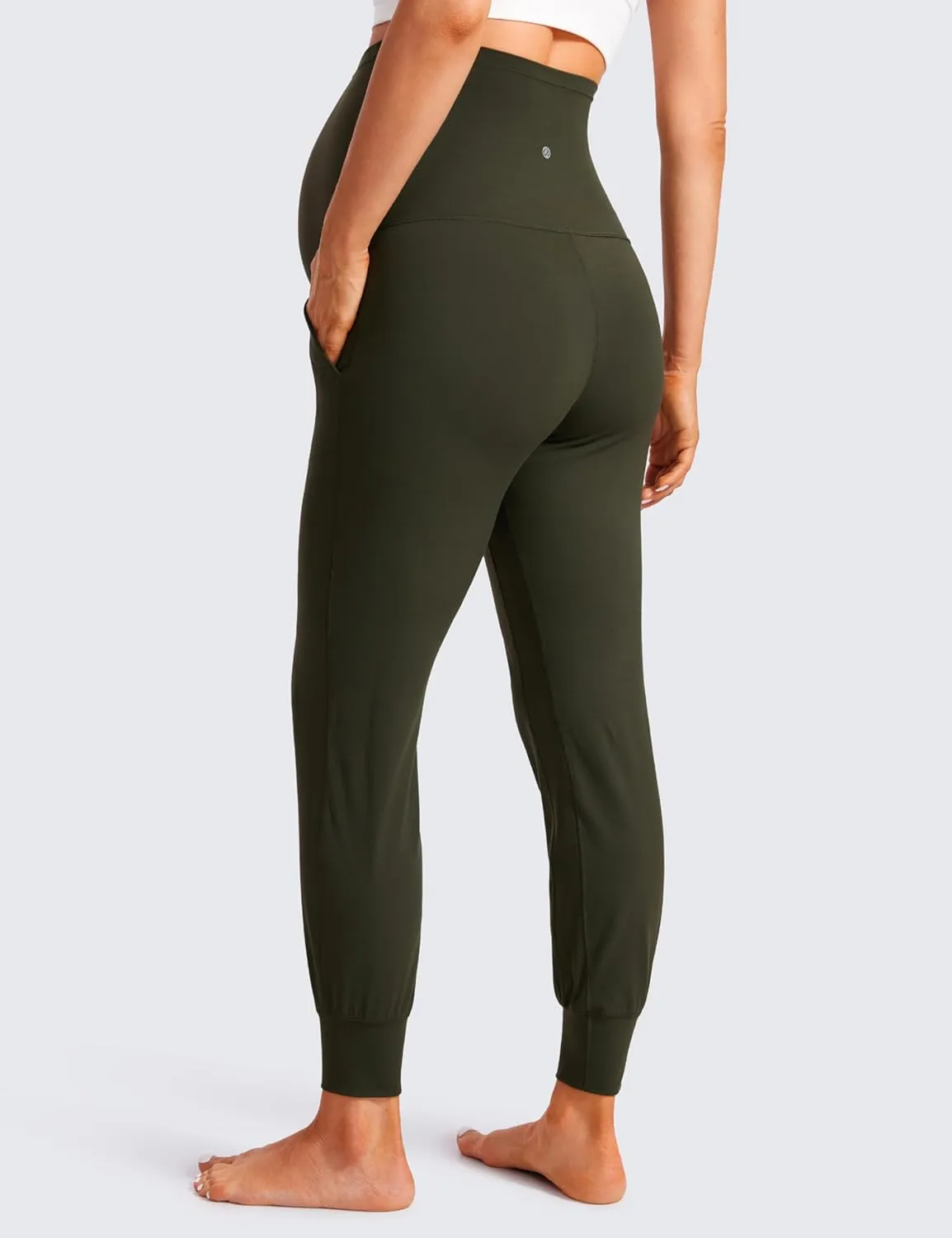 CRZ YOGA Womens Butterluxe Maternity Joggers with Pockets 27" - Workout Activewear Yoga Pregnancy Pants Buttery Soft