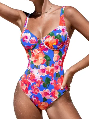 CUPSHE Women's One Piece Swimsuit Tummy Control Bathing Suit V Neck High Support Sculpting Swimwear