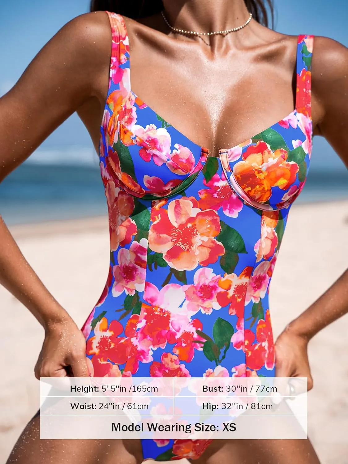 CUPSHE Women's One Piece Swimsuit Tummy Control Bathing Suit V Neck High Support Sculpting Swimwear