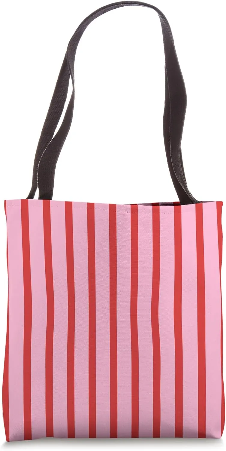 Cute Red and Pink Stripes Geometric Line Pink Red Pattern Tote Bag