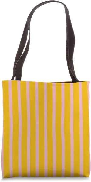 Cute Soft Pink and Tangerine Stripes Geometric Line Pattern Tote Bag