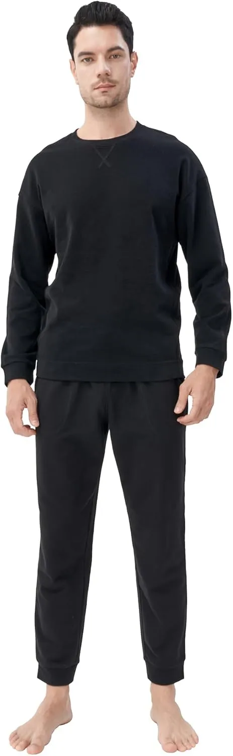 DAVID ARCHY Pajamas for Men Warm Pajamas Set Soft Cotton Men Sleepwear Winter Long Sleeve Top & Bottoms PJs