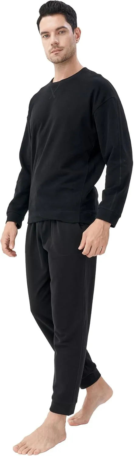 DAVID ARCHY Pajamas for Men Warm Pajamas Set Soft Cotton Men Sleepwear Winter Long Sleeve Top & Bottoms PJs
