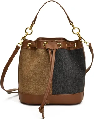 Denim Bucket Bag for Women Handbag Trendy Jean Purse Drawstring Crossbody Shoulder Bag