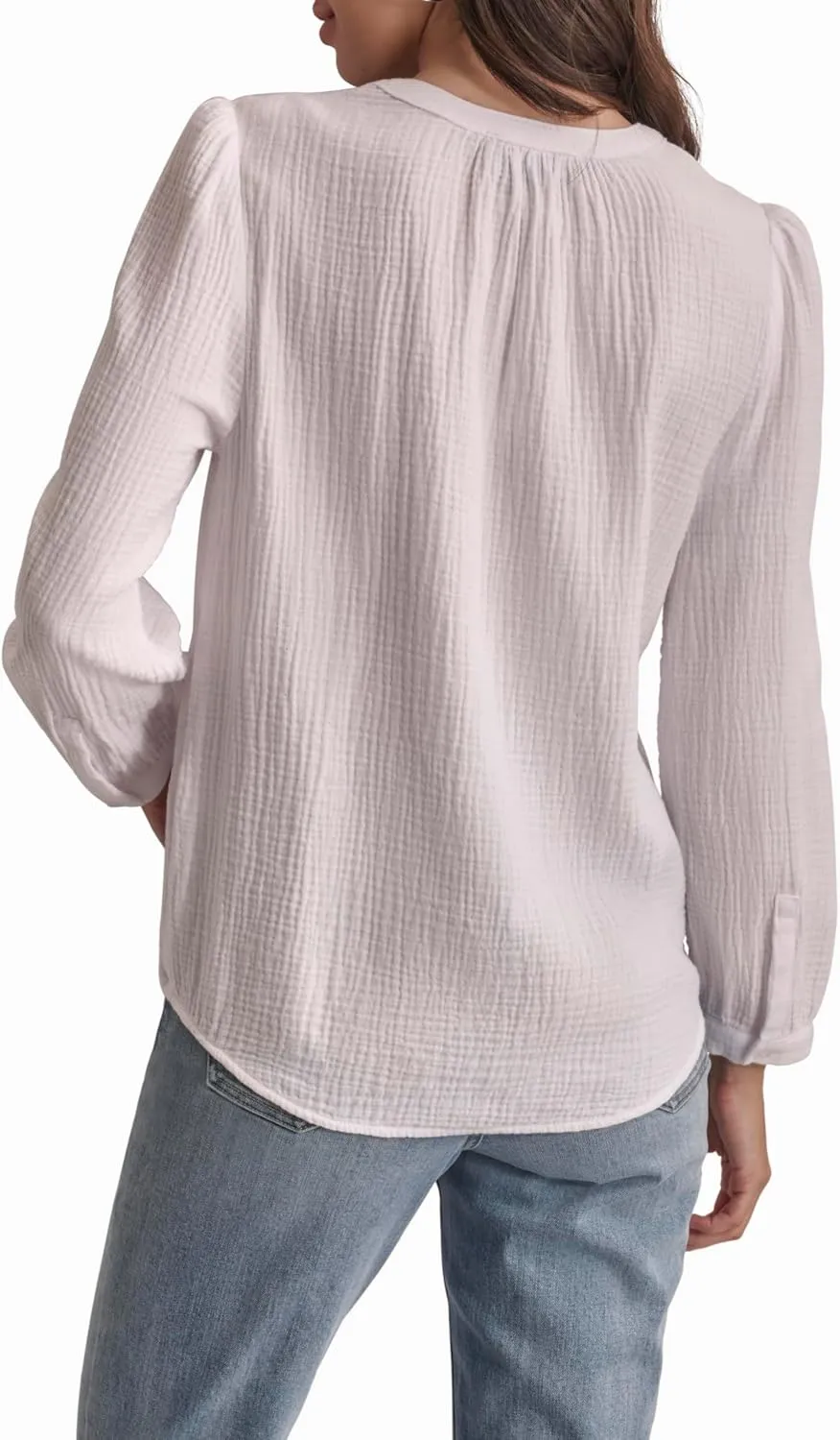 DKNY Women's Comfy Crew Neck Button Casual