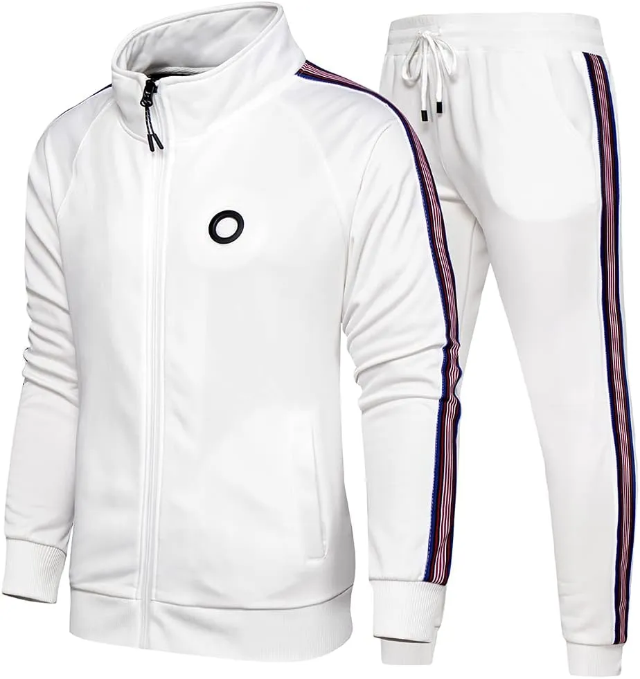 DUOFIER Men Tracksuit Set Full-Zip Sweatshirt Jogger Sweatpants Warm Sports Suit Gym Training Wear