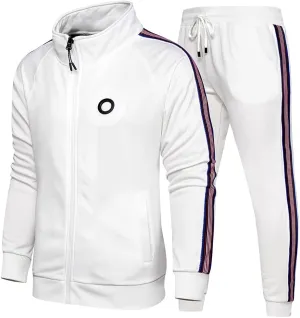 DUOFIER Men Tracksuit Set Full-Zip Sweatshirt Jogger Sweatpants Warm Sports Suit Gym Training Wear