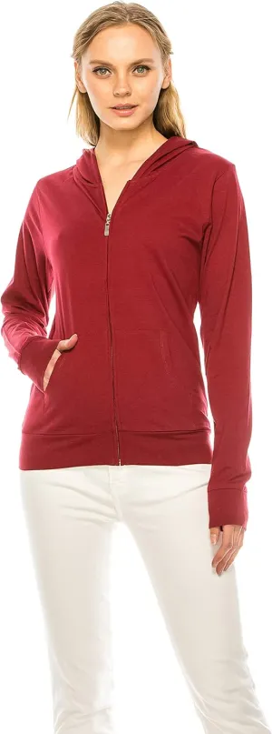 Eevee Women's Full Zip Hoodie - Lightweight Jacket Active Sweater Hooded Sweatshirt Slim Fitting Yoga Activewear