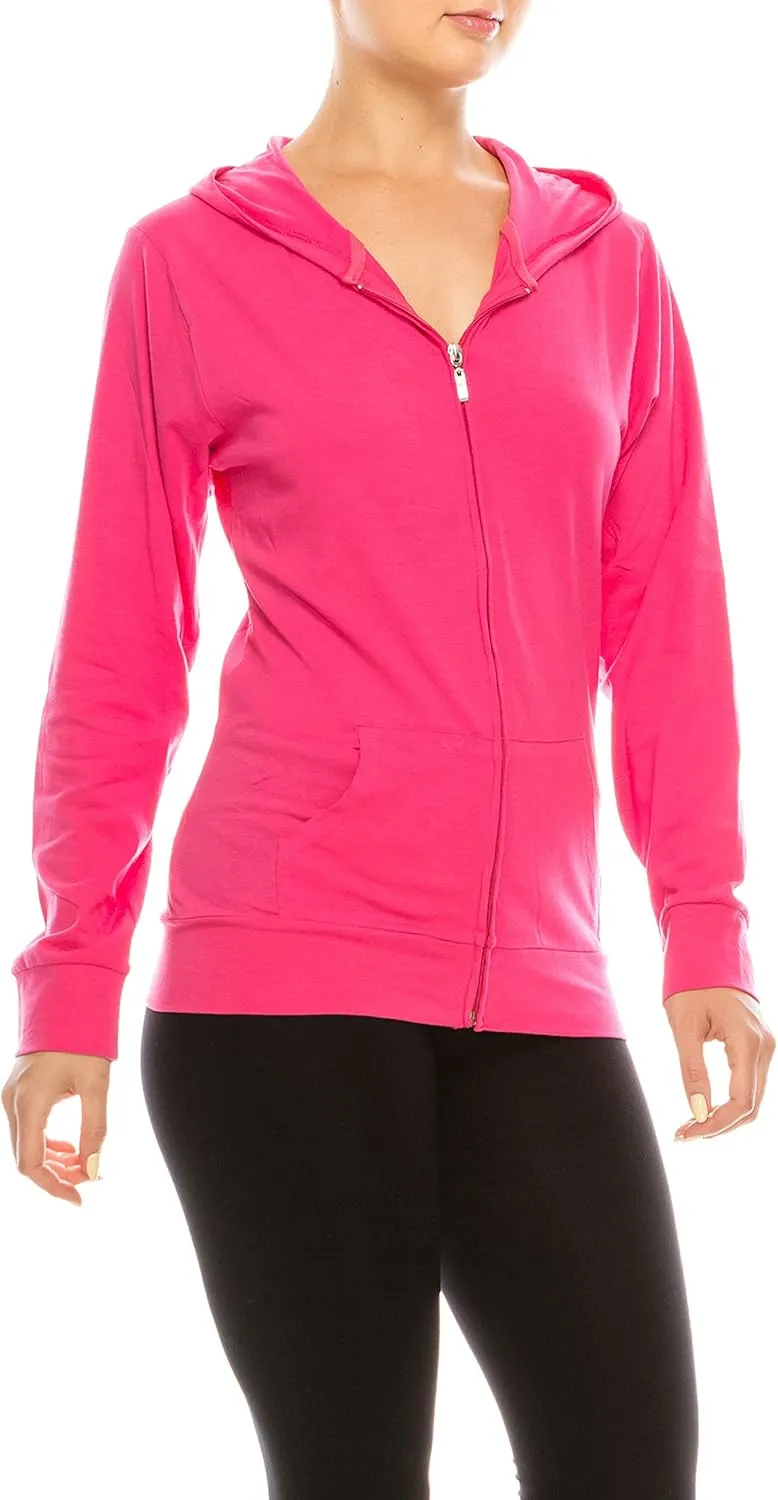 Eevee Women's Full Zip Hoodie - Lightweight Jacket Active Sweater Hooded Sweatshirt Slim Fitting Yoga Activewear