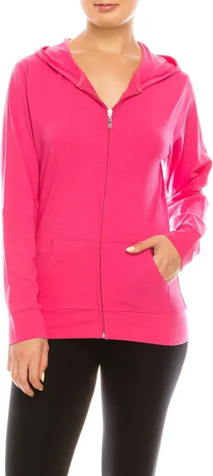 Eevee Women's Full Zip Hoodie - Lightweight Jacket Active Sweater Hooded Sweatshirt Slim Fitting Yoga Activewear
