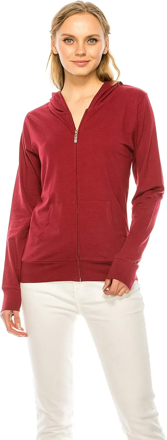Eevee Women's Full Zip Hoodie - Lightweight Jacket Active Sweater Hooded Sweatshirt Slim Fitting Yoga Activewear