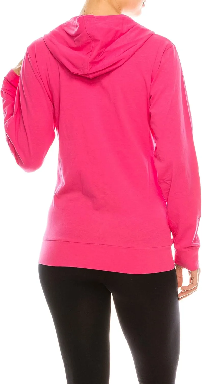 Eevee Women's Full Zip Hoodie - Lightweight Jacket Active Sweater Hooded Sweatshirt Slim Fitting Yoga Activewear