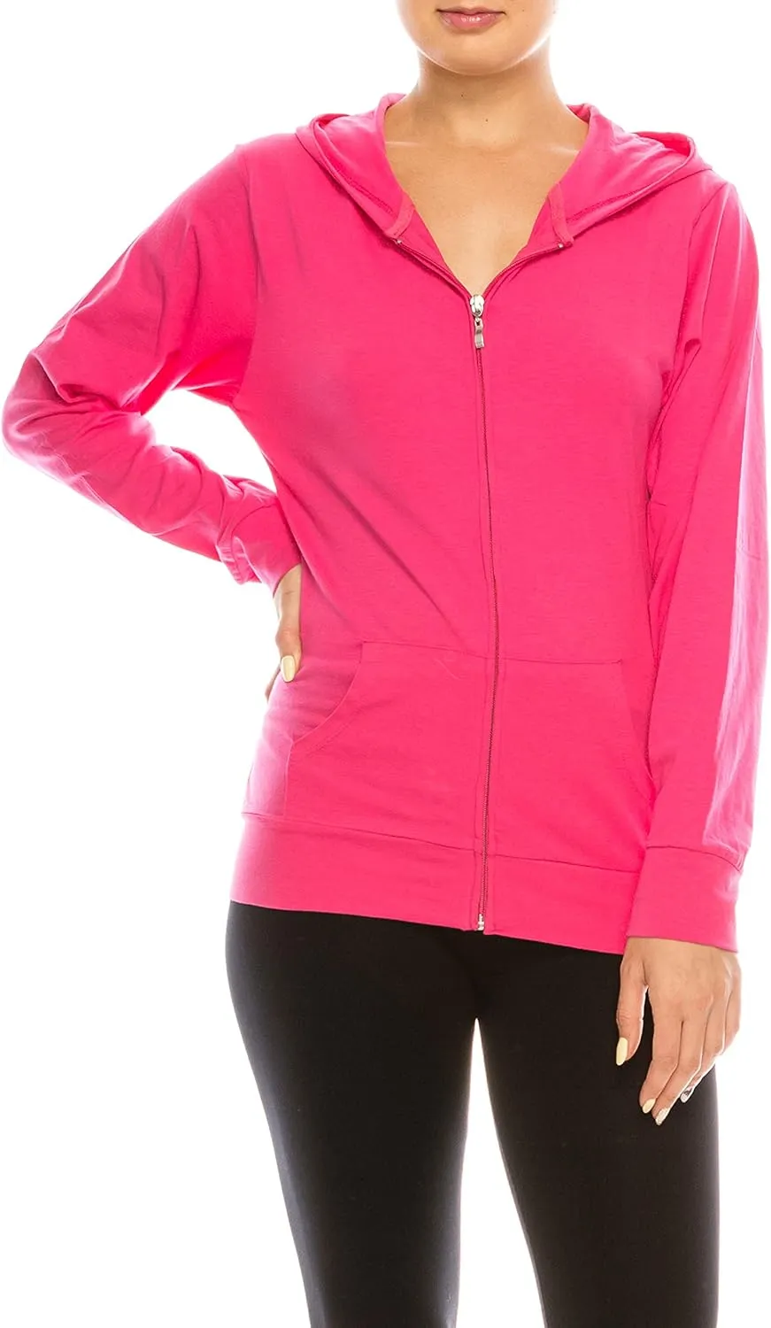 Eevee Women's Full Zip Hoodie - Lightweight Jacket Active Sweater Hooded Sweatshirt Slim Fitting Yoga Activewear