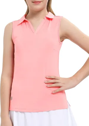 FitsT4 Sports Girl's Sleeveless Polo Shirts UPF 50  Lightweight Quick Dry Tank Tops for Golf Tennis Equestrian Workouts
