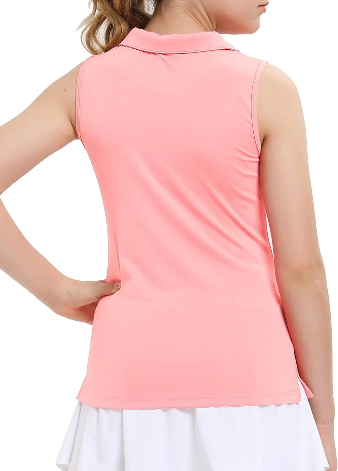 FitsT4 Sports Girl's Sleeveless Polo Shirts UPF 50  Lightweight Quick Dry Tank Tops for Golf Tennis Equestrian Workouts