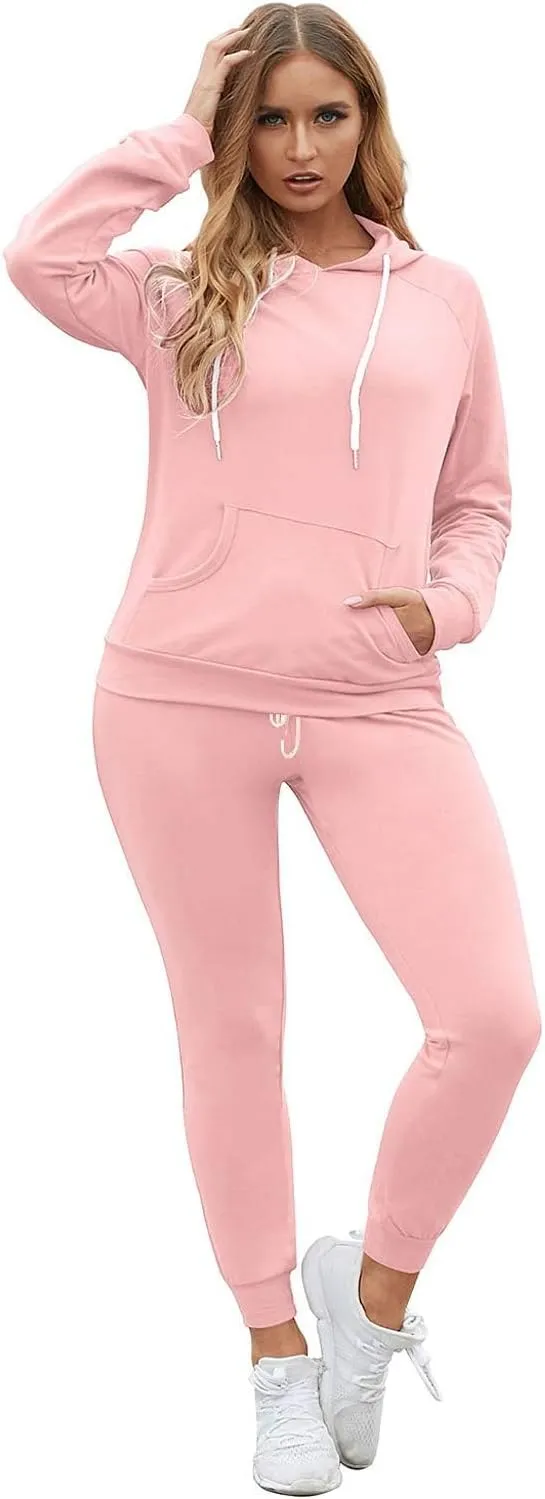 Fixmatti Women Pullover Hoodie Pockets Sweatpants Sport Jogger Sweatsuit