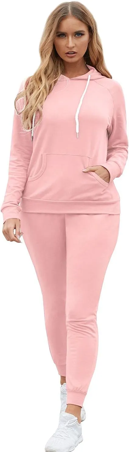 Fixmatti Women Pullover Hoodie Pockets Sweatpants Sport Jogger Sweatsuit