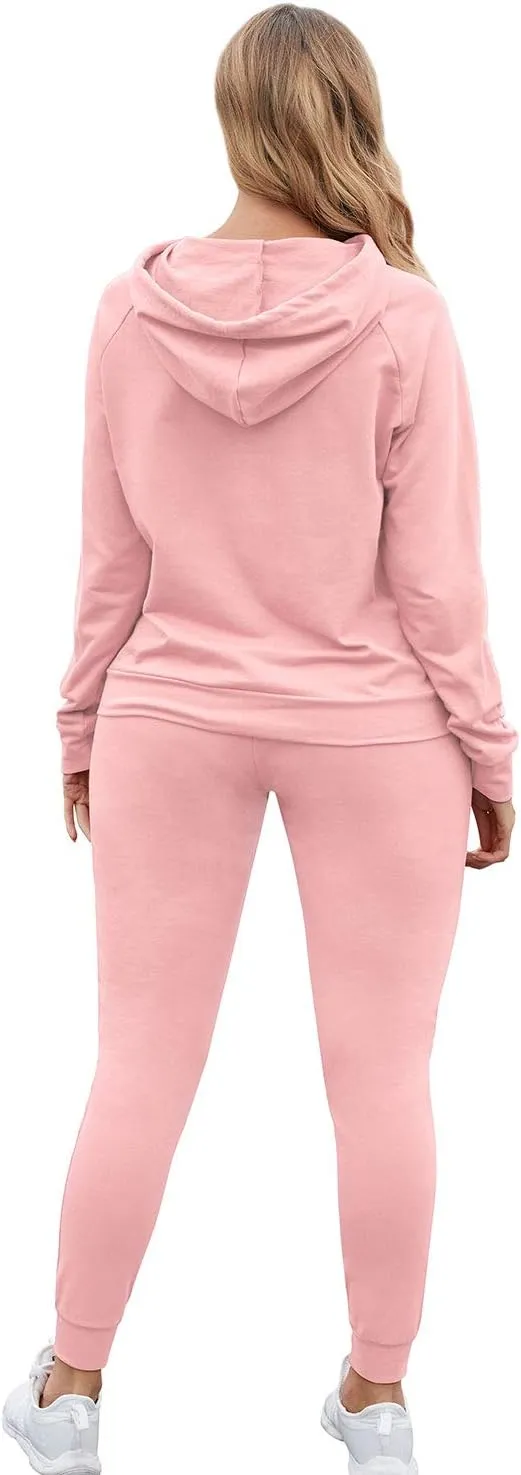 Fixmatti Women Pullover Hoodie Pockets Sweatpants Sport Jogger Sweatsuit