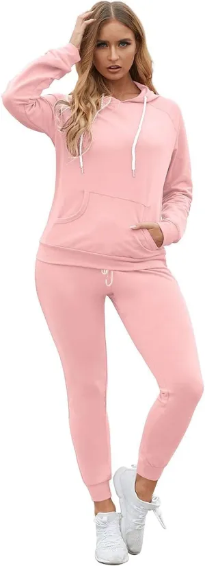 Fixmatti Women Pullover Hoodie Pockets Sweatpants Sport Jogger Sweatsuit