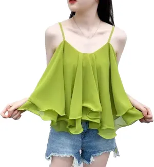 Fnfmrfmr Women Sexy Backless Ruffle Tierred Asymmetrical Camisole Solid Y2K Sleeveless Vest Tank Tops