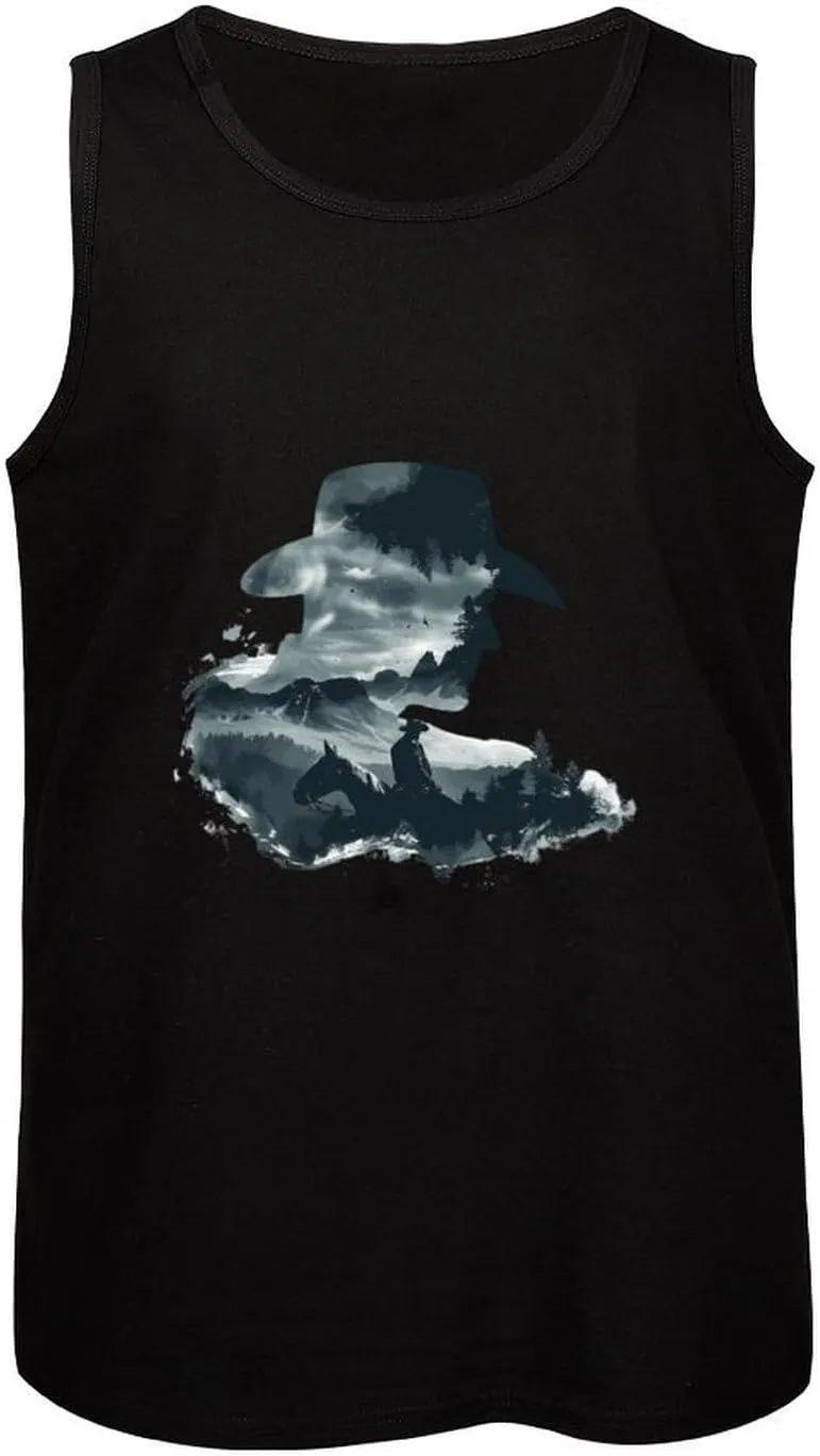Forests Horse Mountain Mens Tank Top Cotton Undershirt Crewneck Sleeveless Shirt for Summer
