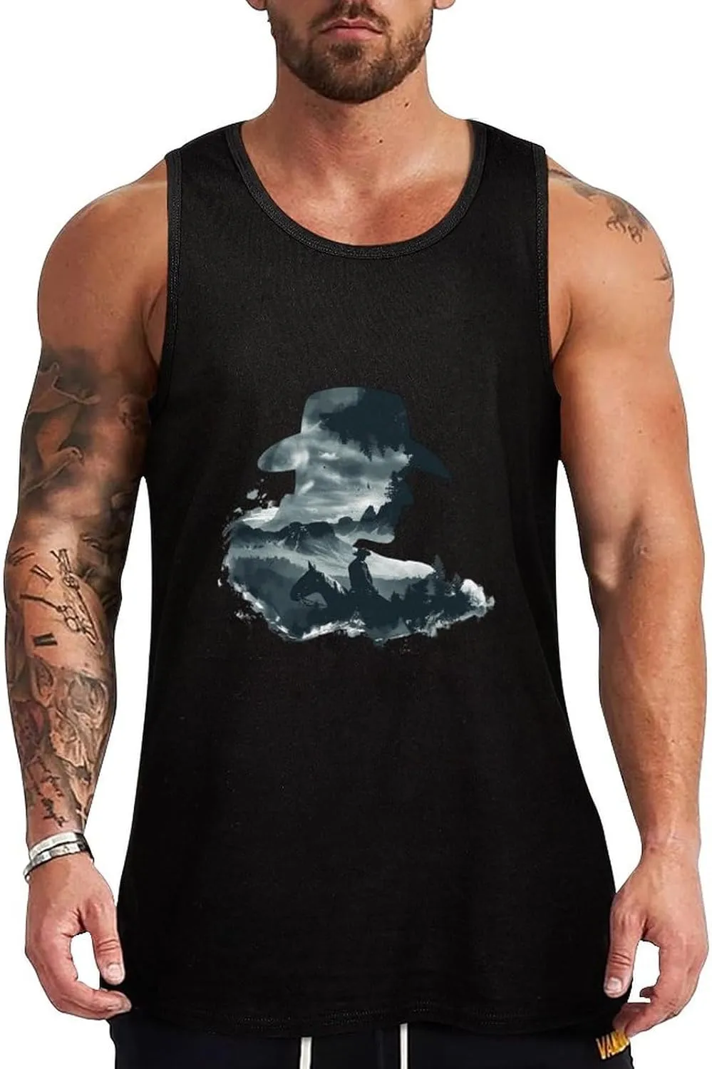 Forests Horse Mountain Mens Tank Top Cotton Undershirt Crewneck Sleeveless Shirt for Summer