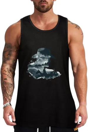 Forests Horse Mountain Mens Tank Top Cotton Undershirt Crewneck Sleeveless Shirt for Summer