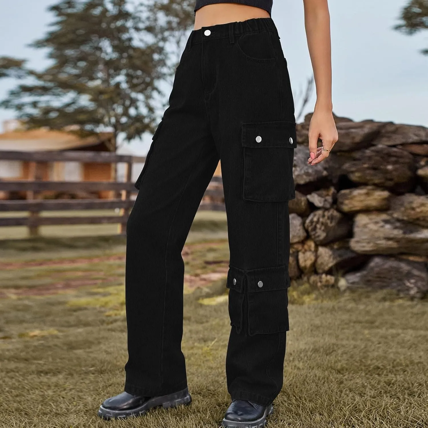 FZVYD Cargo Pants for Women High Waisted Casual Pants Work Pants Baggy Stretchy Wide Leg Streetwear Trousers with Pockets