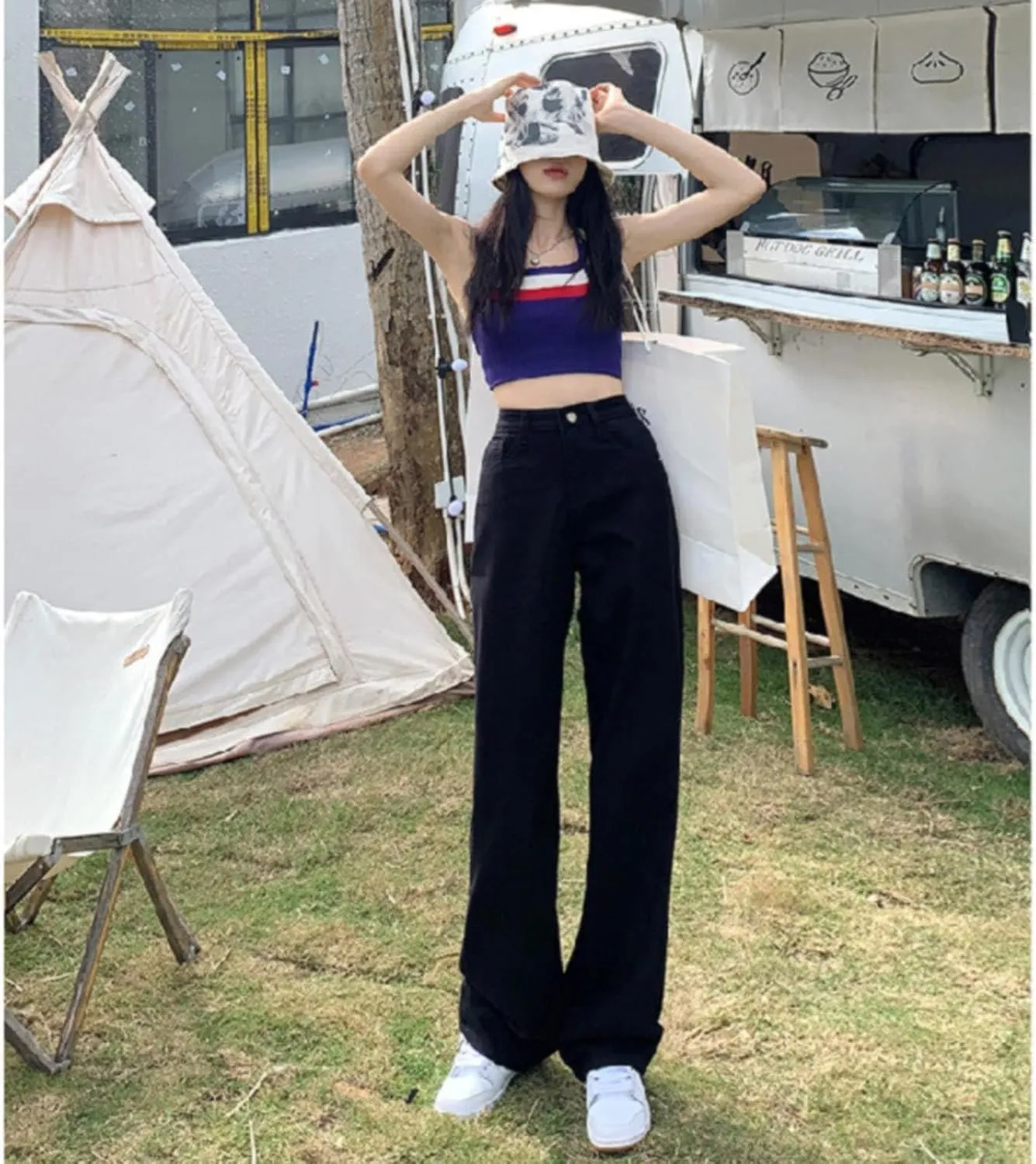 FZVYD Women's High Waisted Jeans Boyfriend Baggy Straight Leg Casual Denim Pants Streetwear Plus Size Trousers with Pockets