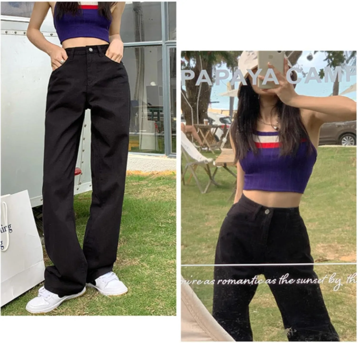 FZVYD Women's High Waisted Jeans Boyfriend Baggy Straight Leg Casual Denim Pants Streetwear Plus Size Trousers with Pockets