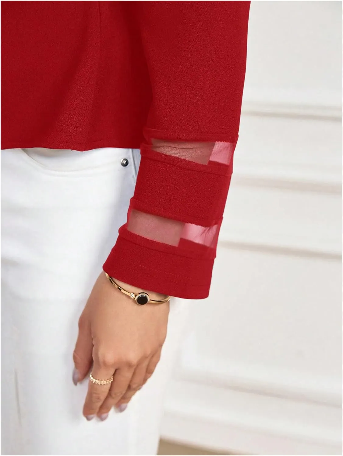 GORGLITTER Women's Lace Jacket Blazer Mesh Open Front Long Sleeve Casual Business Blazers