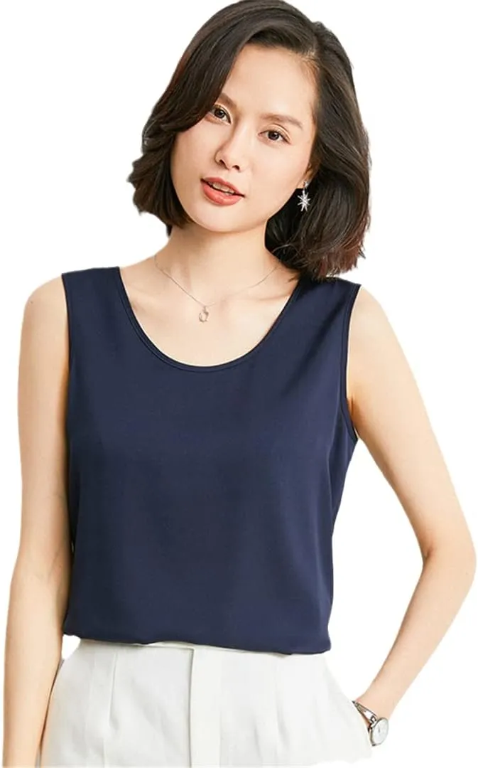 Heavy Mulberry Silk T-Shirt for Women Summer Camisole Sleeveless Bottoming Shirt Solid Color