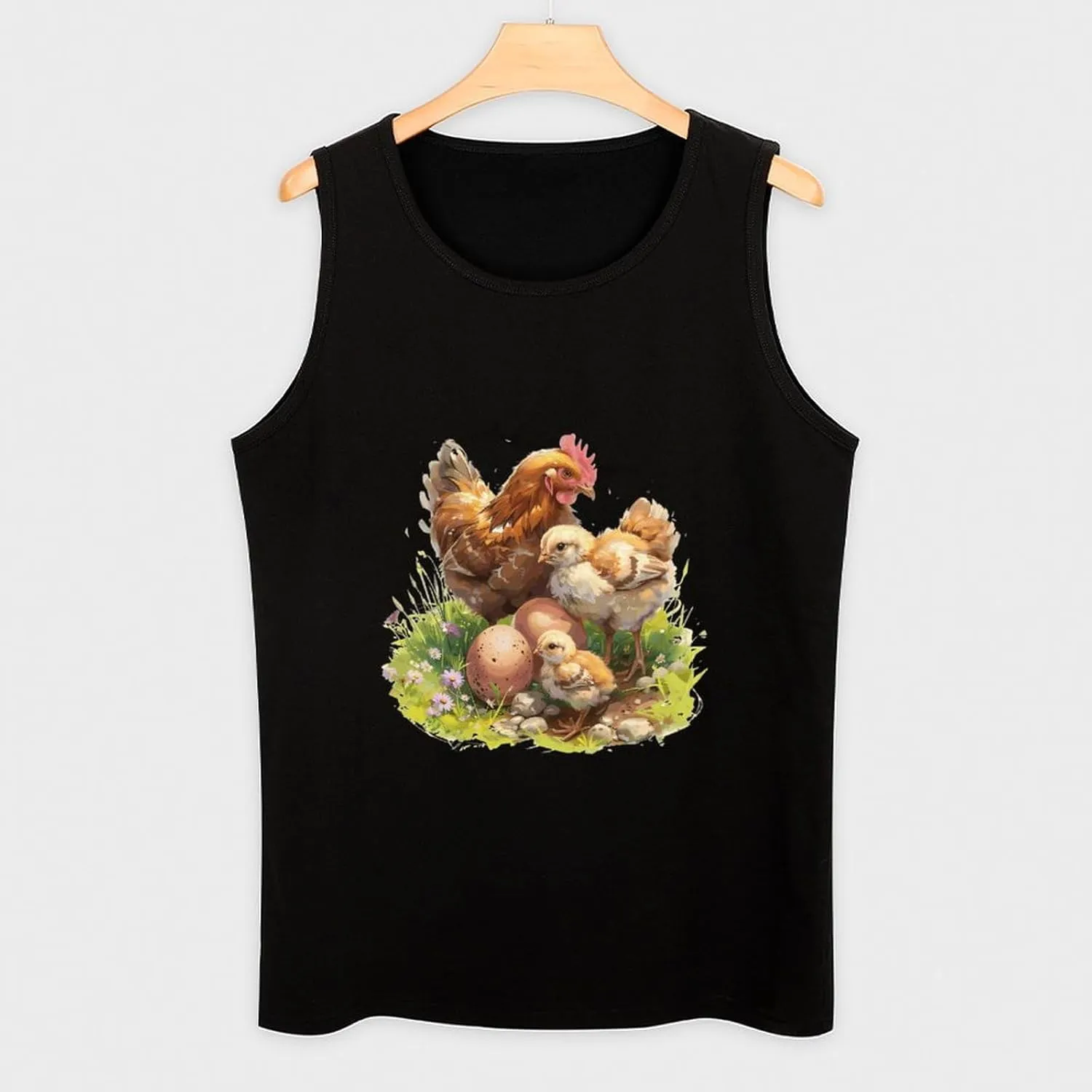 Hens, Chickens, and Eggs Mens Tank Top Cotton Undershirt Crewneck Sleeveless Shirt for Summer