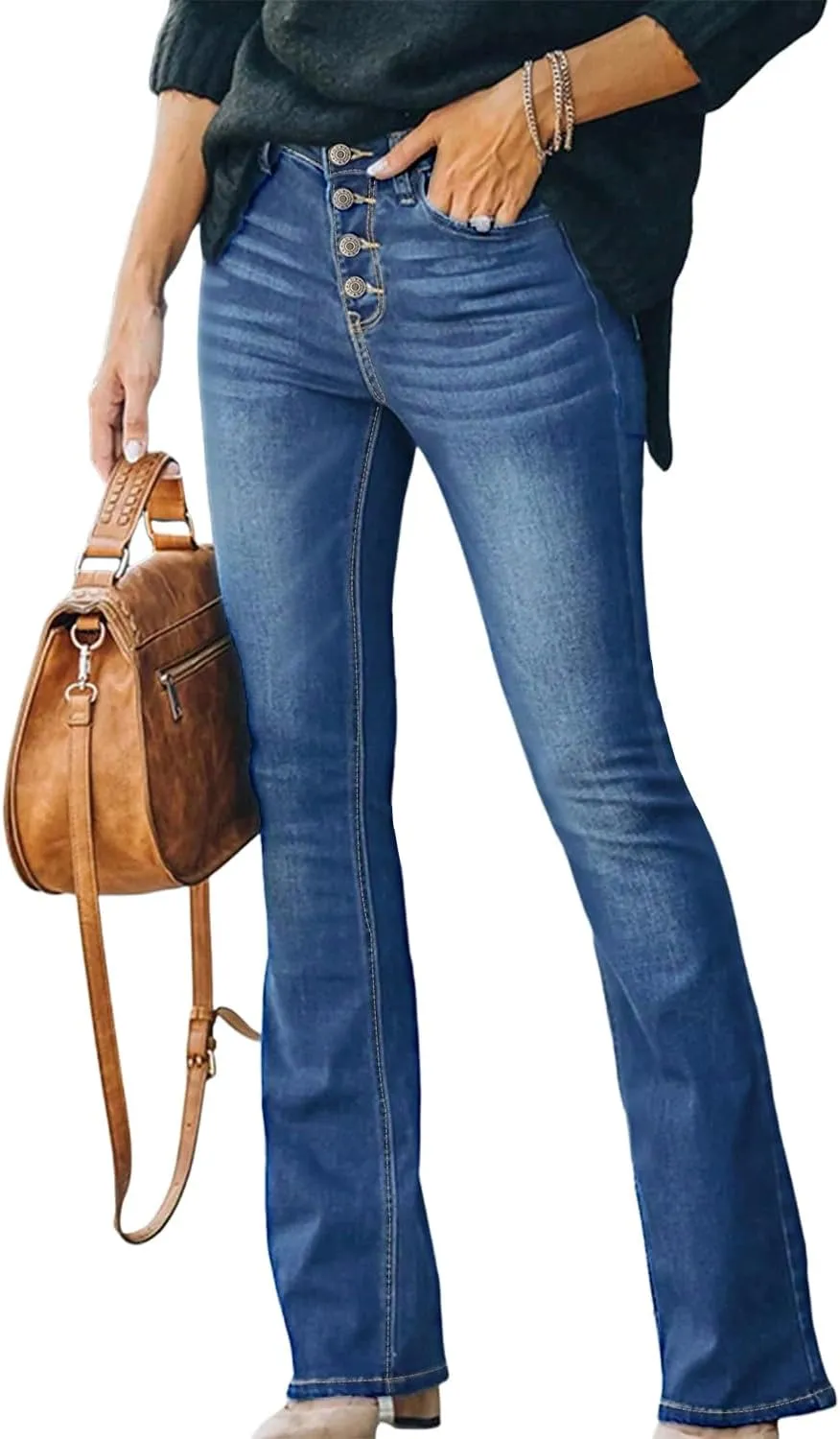 High Waisted Flare Jeans for Women Retro Slim Fit Street Trendy Straight Leg Curvy Stretchy Bell Bottom Denim Pants