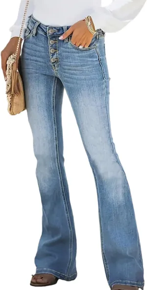 High Waisted Flare Jeans for Women Retro Slim Fit Street Trendy Straight Leg Curvy Stretchy Bell Bottom Denim Pants
