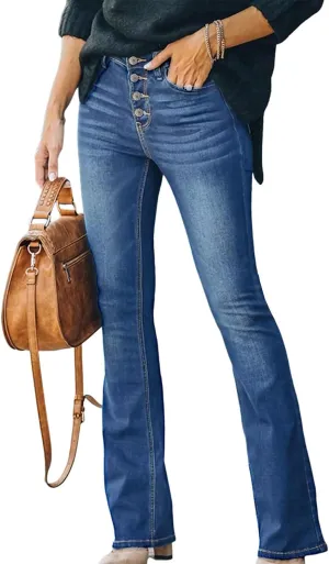 High Waisted Flare Jeans for Women Retro Slim Fit Street Trendy Straight Leg Curvy Stretchy Bell Bottom Denim Pants