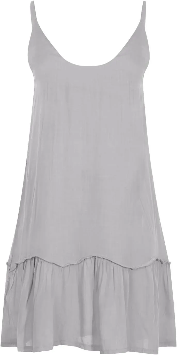 hlysgo Beach Dresses for Women 2025 Summer Ruffled Hem Adjustable Straps V Neck Sundress Casual Loose Comfy Boho Mini Dress